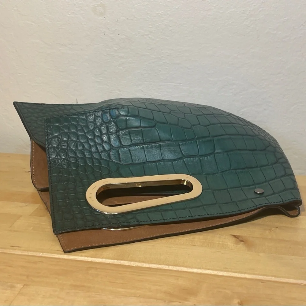Khaore Athaarah Emerald Embossed Croc Calfskin Leather Bag Sculptural Piece